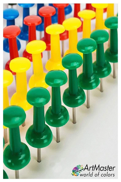 Renkli Harita Çivisi 20 Li 1 Paket Mantar Pano Raptiyesi Renkli Pano İğnesi Okul Büro Harita Çivisi Ofis Renkli - Resim 2