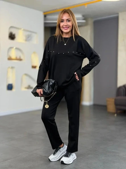 MDB Kadın Inci Detay odal Kumaş Ikili Takım - Resim 2