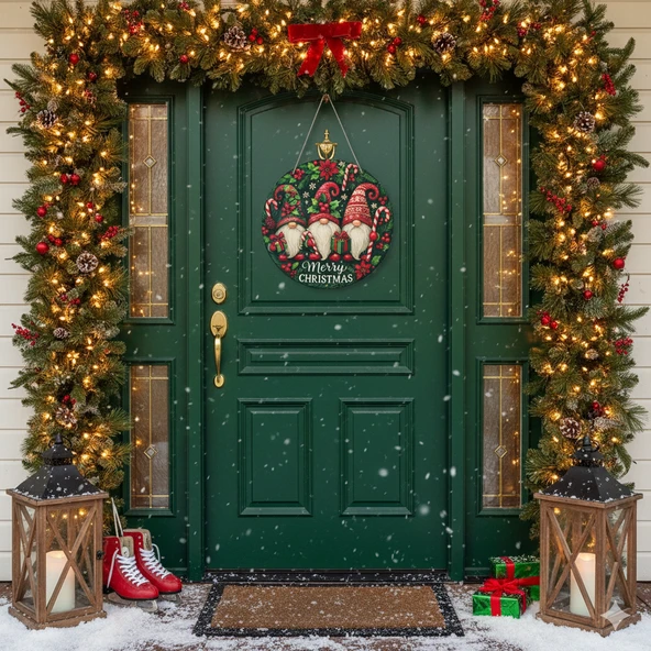 Yılbaşı Cüceleri Kapı ve Duvar Süsü Merry Christmas 1 - Resim 2