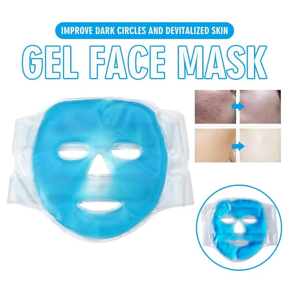 Jel Buz Paketi Yüz Maskesi Baş Ağrısı Yastık Kozmetik Maske + Çift Taraflı Cilt Fırçası - Resim 6