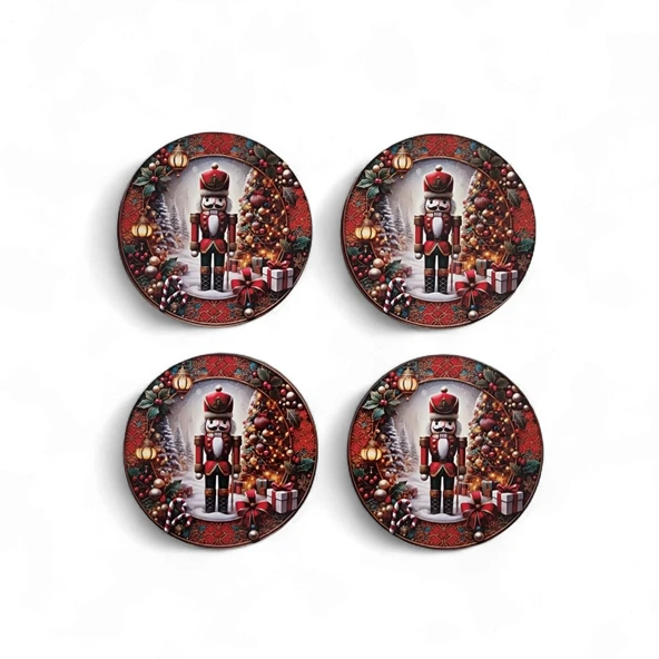 İngiliz Asker Yeni Yıl Bardak Altlığı 4 Adet ürün görseli