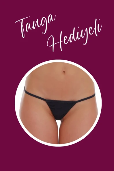 Transparan Siyah Kısa Tül Gecelik TM1227 - Resim 7