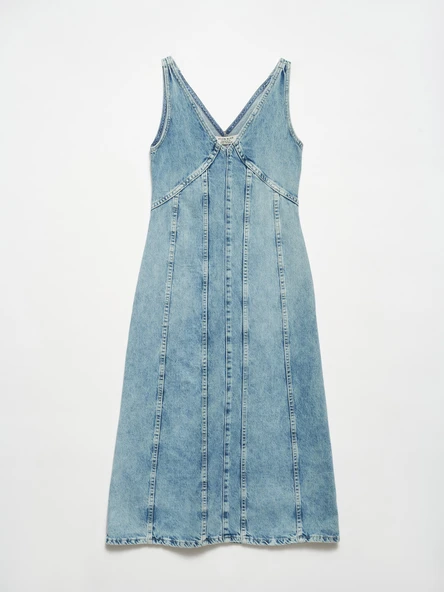 90519 DİLVİN ÖNÜ VE ARKASI AÇIK UZUN ELBİSE - Resim 2