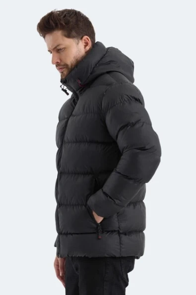 Slazenger Hank Erkek Kapüşonlu Şişme Siyah Mont - Resim 3