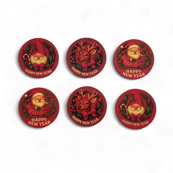 Noel Yeni Yıl Bardak Altlığı 6 adet ürün görseli