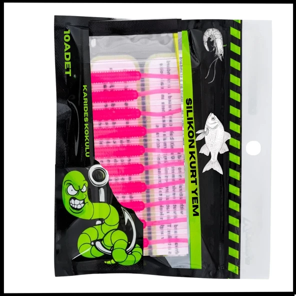 Uyguna-Yakala 1g 52mm -10 Adet  Silikon Kurt Yem - Karides Kokulu- Pembe -1073-PNK ürün görseli
