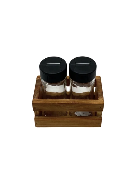 Ahşap Doğal 2Li Baharatlık Ahşap Cam Set Takımı(SET)(KİRAZ) Ahşap Rengi 10 SET - Resim 4