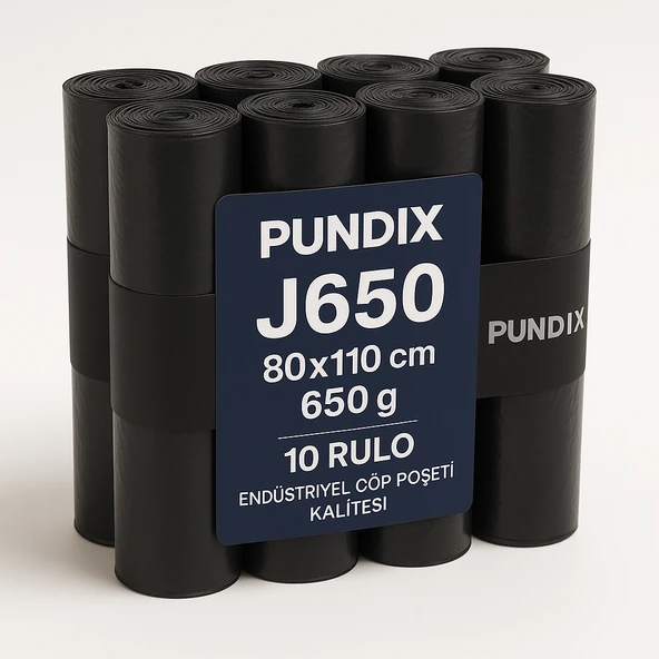 Pundix J650 Endüstriyel Jumbo Boy Çöp Poşeti 80X110 cm 1 Koli 10 Rulo 100 Adet Dayanıklı, Sızdırmaz ve Geniş Hacimli Çöp Torbası - Resim 5