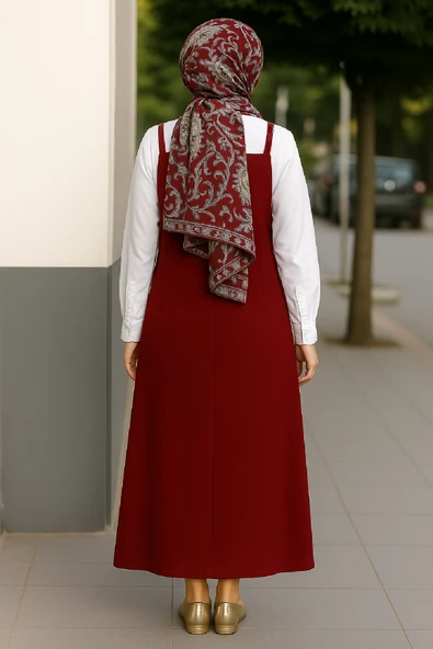 Kadın Bordo Basic Ayarlanabilir Askılı Jile Elbise – Şık, Rahat ve 4 Mevsim Kullanıma Uygun - Resim 2