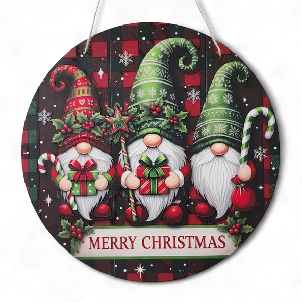 Yılbaşı Cüceleri Kapı ve Duvar Süsü Merry Christmas 2 ürün görseli