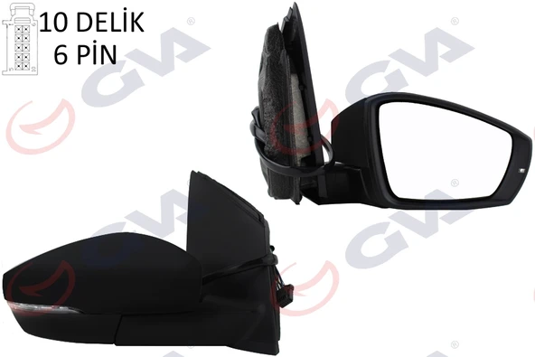 GVA 1075456 DIŞ DİKİZ AYNASI SAĞ POLO 09> ELEKTRİKLİ ISITMALI SİNYALLİ ASFERİK 6 FİŞ VM-388NEHR 6R1857508K-6R1857508M ürün görseli 1