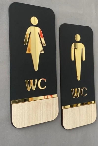 Meşe Gold Serisi Natural Dikey Wc Yönlendirme Seti Bay-bayan Wc Yönlendirme Yazısı ürün görseli 1