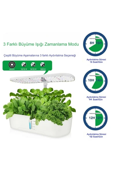 Hidroponik Topraksız 12 Bölme Bitki Yetiştirme Kiti 3 Mod 139 LED Tam Spekturum Bahçe Kit - Resim 2