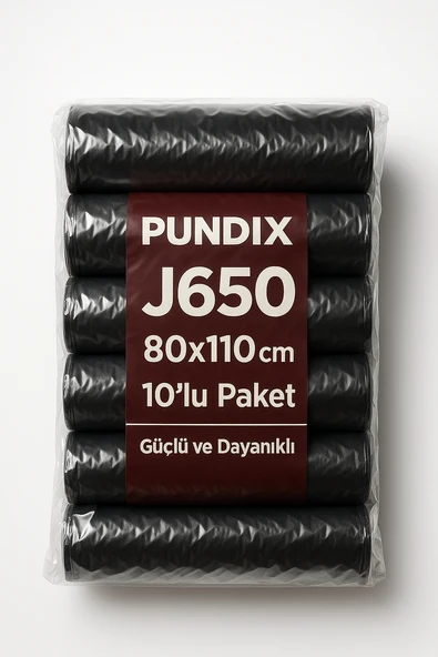 Pundix J650 Endüstriyel Jumbo Boy Çöp Poşeti 80X110 cm 1 Koli 10 Rulo 100 Adet Dayanıklı, Sızdırmaz ve Geniş Hacimli Çöp Torbası - Resim 3