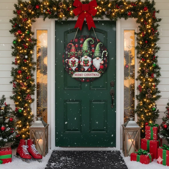 Yılbaşı Cüceleri Kapı ve Duvar Süsü Merry Christmas 2 - Resim 2