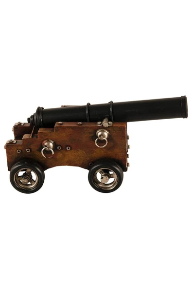 Vintage Savaş Gemisi Topu Nostaljik Metal Top Arabası 29cm - Resim 8