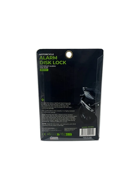 AutoMarkt PC1505 Alarmlı Motosiklet, Bisiklet, Scooter, Bebek Arabası Disk Kilidi - Resim 3