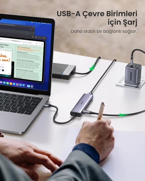 UGREEN USB Hub 4 USB 3.0 Bağlantı Noktası Veri Yuvası USB., 20805 - Resim 8