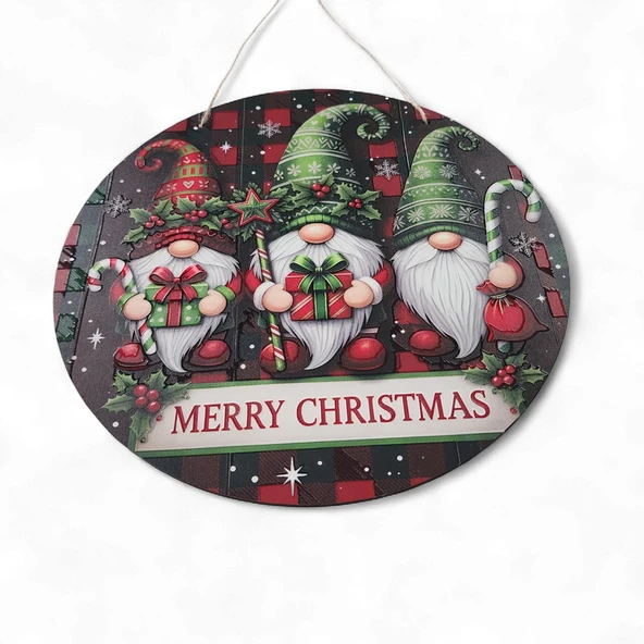 Yılbaşı Cüceleri Kapı ve Duvar Süsü Merry Christmas 2 - Resim 4