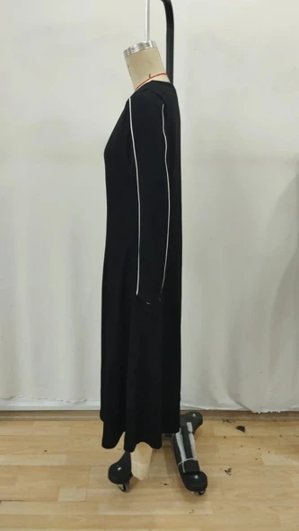 MDB Kadın Uzun Kollu Bisiklet Yaka Midi Modal Elbise - Resim 6