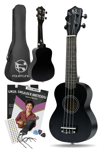 Fourtune Nova UKS-21BK Gül Ağacı Siyah Soprano Ukulele Seti - Resim 2