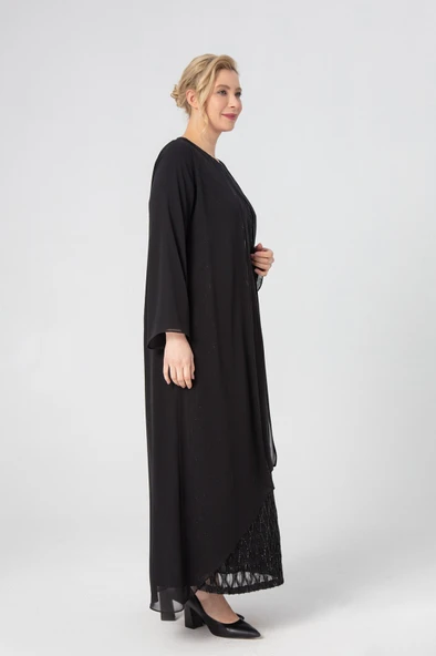 903 DULE ŞİFONLU SİMLİ ELBİSE - Resim 3