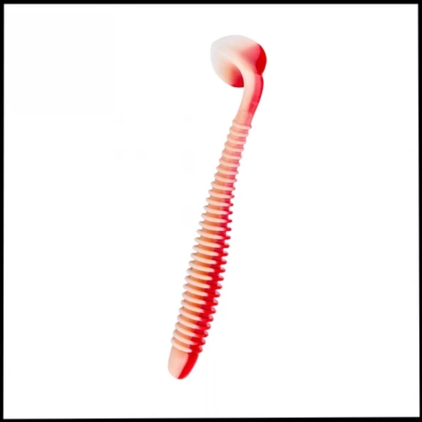 Uyguna-Yakala 4,2g 105mm-  Silikon Kurt Yem  -Turna/Levrek Silikonu - Kırmızı/Beyaz - Karides Kokulu -YEM.777 ürün görseli