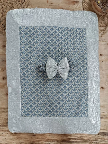 LitaeTrend Yenidoğan Piramit Desenli Güpür İşlemeli Bebek Battaniyesi Kundak Gümüş - Resim 5