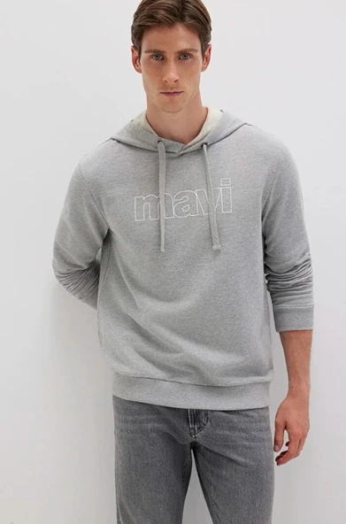 Mavi 065606-28387 Logo Baskılı Kapüşonlu Erkek Sweatshirt - Resim 3