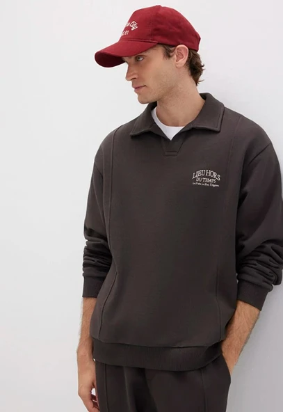 Mavi 0S10479-70219 Polo Yaka Nakışlı Erkek Kapüşonlu Sweatshirt ürün görseli