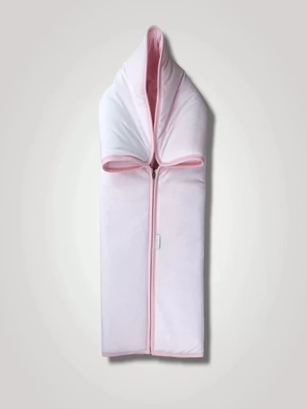 LitaeTrend Yenidoğan Düz Renk Fermuarlı Kadife Kumaş Kız Bebek Battaniyesi Pembe ürün görseli 1