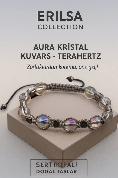 Sertifikalı Terahertz Aura Kristal Kuvars Taşı Bileklik – Zorluklardan Korkma, Güçlen ve Öne Geç ürün görseli