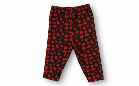 LitaeTrend 3-6 6-9 9-12 12-18 Ay Kalp Baskılı Uzun Kollu Sweatli 2li Kız Bebek Takımı Ekru - Resim 3