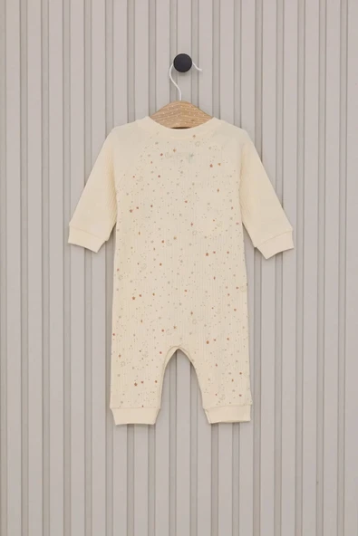 LitaeTrend Kız Bebek Uzun Kol Patiksiz Tulum  Krem - Resim 3