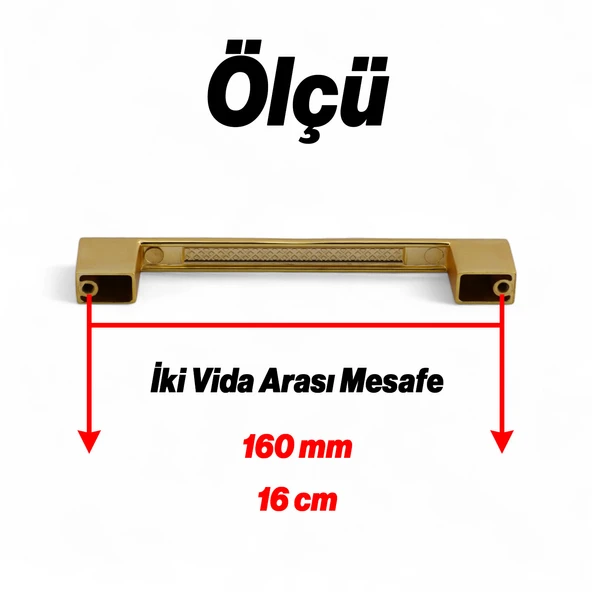 Mobilya Çekmece Mutfak Dolabı Dolap Kapak Kulpları Kulb 160 mm Metal Mat Altın Gold Kulp - Resim 3
