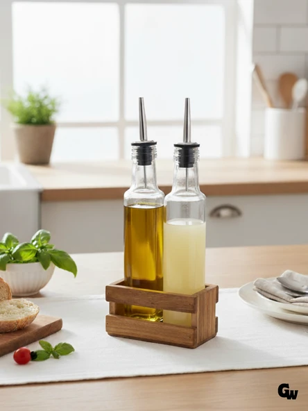 Ahşap Doğal 2Li Yağdanlık ve Sosluk Ahşap Cam Set Takımı(SET)(KİRAZ)(UZUN BAŞLIK) Ahşap Rengi 1 SET ürün görseli