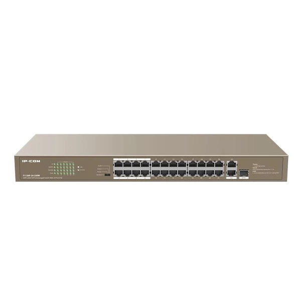 IP-COM F1126P-24-250W 24 PORT 10/100+ 2XRJ45/1X1GB SFP COMBO 250W POE RACMOUNT SWITCH ürün görseli 1