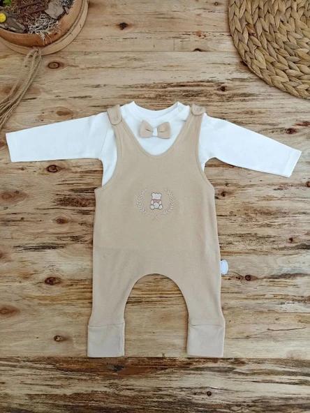 LitaeTrend 3-6 6-9 9-12 Ay Oyuncaklı Altınbaşak 5li Kız Erkek Bebek Takımı Vizon - Resim 2