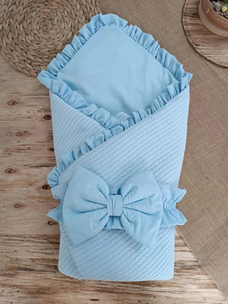 LitaeTrend Yenidoğan Tericotton Kumaş Multi Mevsimlik Bebek Battaniyesi Kundak Mavi ürün görseli 1