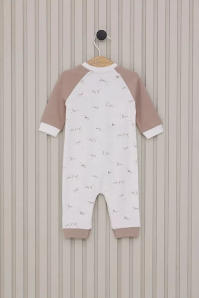 LitaeTrend Erkek Bebek Uzun Kol Patiksiz Tulum  Krem - Resim 3