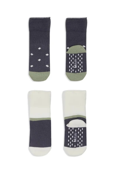 LitaeTrend Puanlı Kaymaz Havlu Soket Çorap 2'li  Antrasit - Resim 3