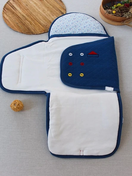 LitaeTrend Yenidoğan Açılır Kucaklı Smokin Ayaklı Erkek Bebek Kundak Mavi - Resim 4