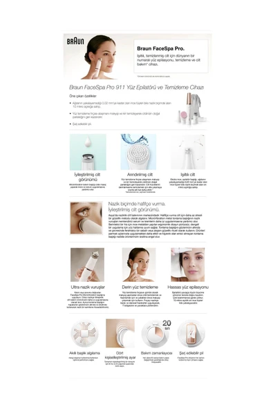 FACESPA SE 911 Şarj Edilebilir Yüz Epilatörü - Resim 7