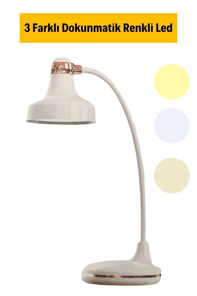 BUFFER® Dokunmatik 3 Farklı LED Işıklı Çalışma Masası Üstü Lamba - Resim 10