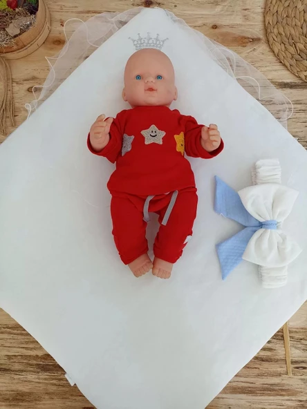 LitaeTrend Yenidoğan Bal Peteği My Prince Taç Nakışlı Delüks Kundak Bebek Battaniyesi Mavi - Resim 4