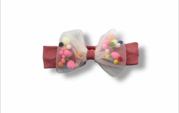 LitaeTrend 3-6 6-9 9-12 12-18 Ay Düğme Detaylı Bandanalı Kısa Kollu Sweat 3lü Kız Bebek Takımı Gül Kurusu - Resim 4