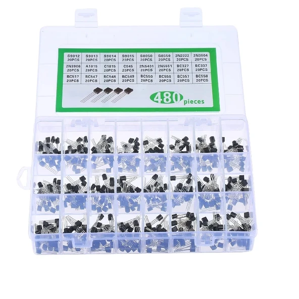 480 Adet Transistör Seti TO-92 Kılıf 24 Çeşit - Kutulu ürün görseli