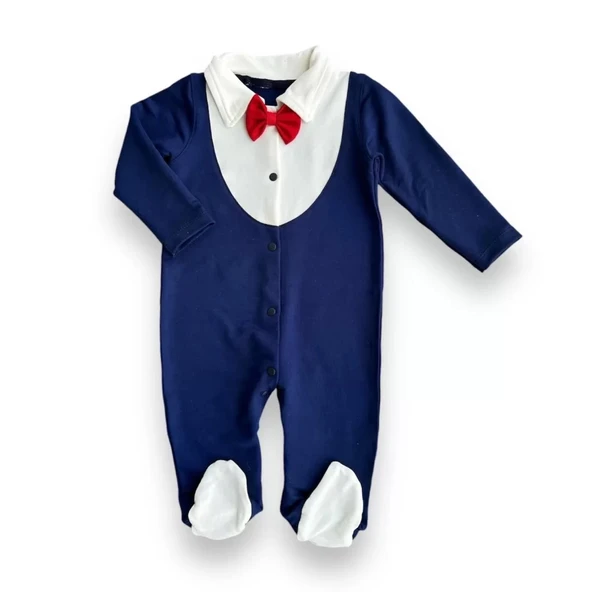 LitaeTrend 0-3 3-6 6-9 Ay Smokin Papyonlu Erkek Bebek Tulumu Lacivert ürün görseli 1