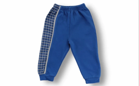 LitaeTrend 3-6 6-9 9-12 Ay Cep Saat Nakışlı Şapkalı Uzun Kollu Sweatli 3lü Erkek Bebek Takımı Mavi - Resim 3