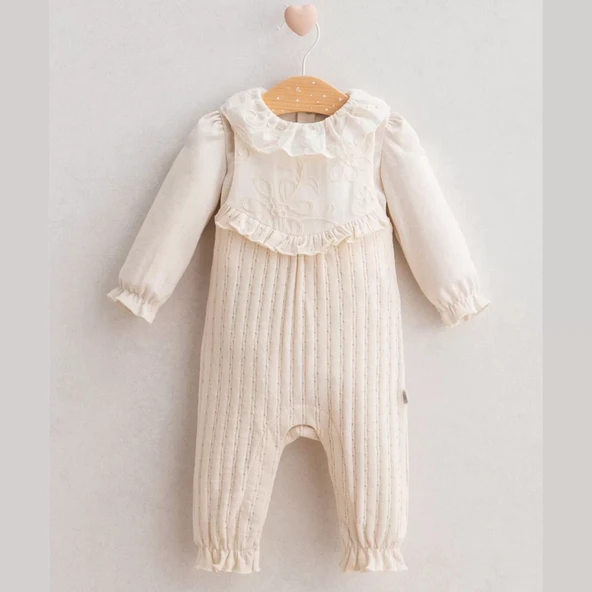 LitaeTrend Turk Soft Flower Salopet  Ekru ürün görseli 1